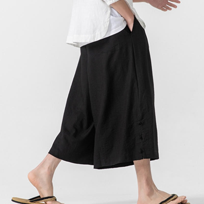 Tactile Cotton Cropped Wide-Leg Meditation Pants