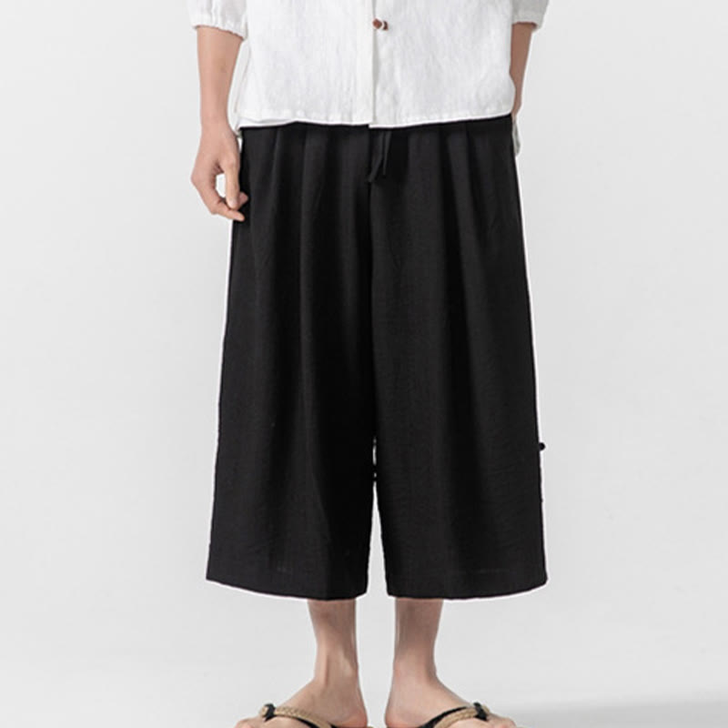 Tactile Cotton Cropped Wide-Leg Meditation Pants