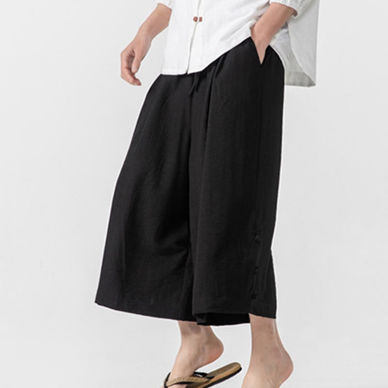 Tactile Cotton Cropped Wide-Leg Meditation Pants
