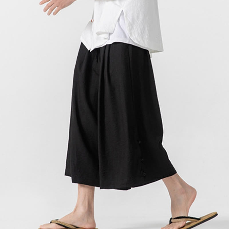 Tactile Cotton Cropped Wide-Leg Meditation Pants