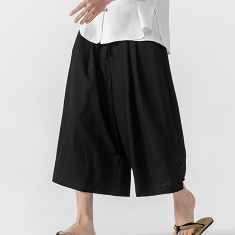 Tactile Cotton Cropped Wide-Leg Meditation Pants