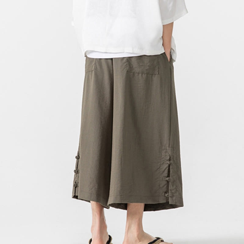 Tactile Cotton Cropped Wide-Leg Meditation Pants