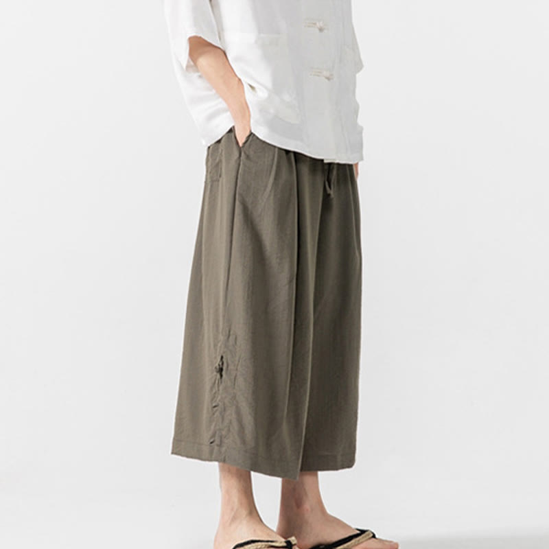 Tactile Cotton Cropped Wide-Leg Meditation Pants