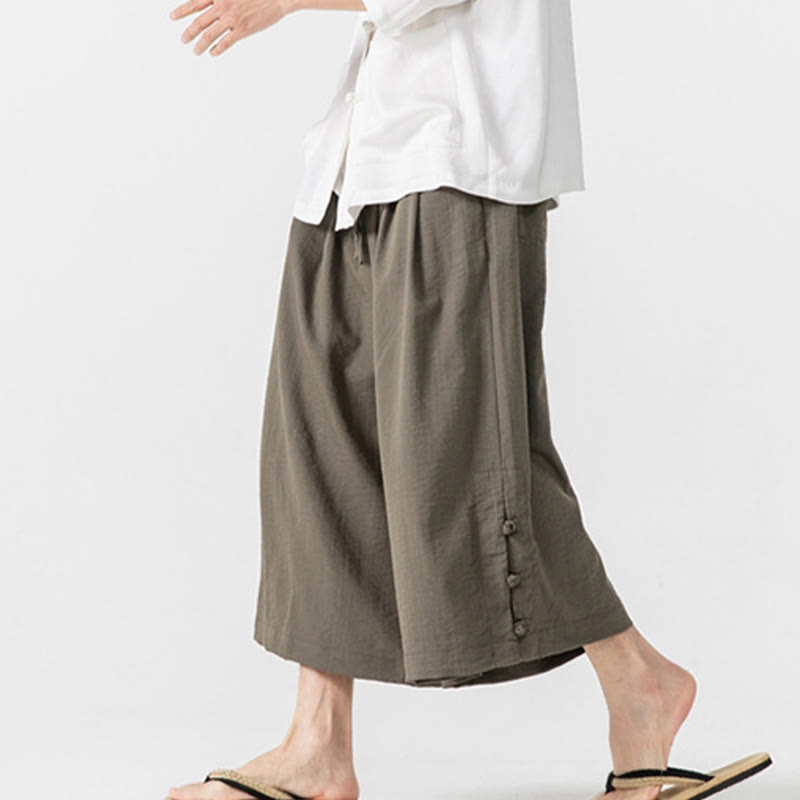 Tactile Cotton Cropped Wide-Leg Meditation Pants