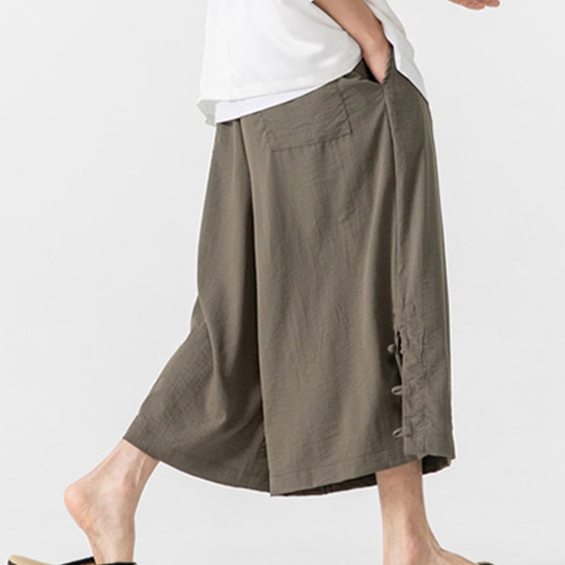 Tactile Cotton Cropped Wide-Leg Meditation Pants