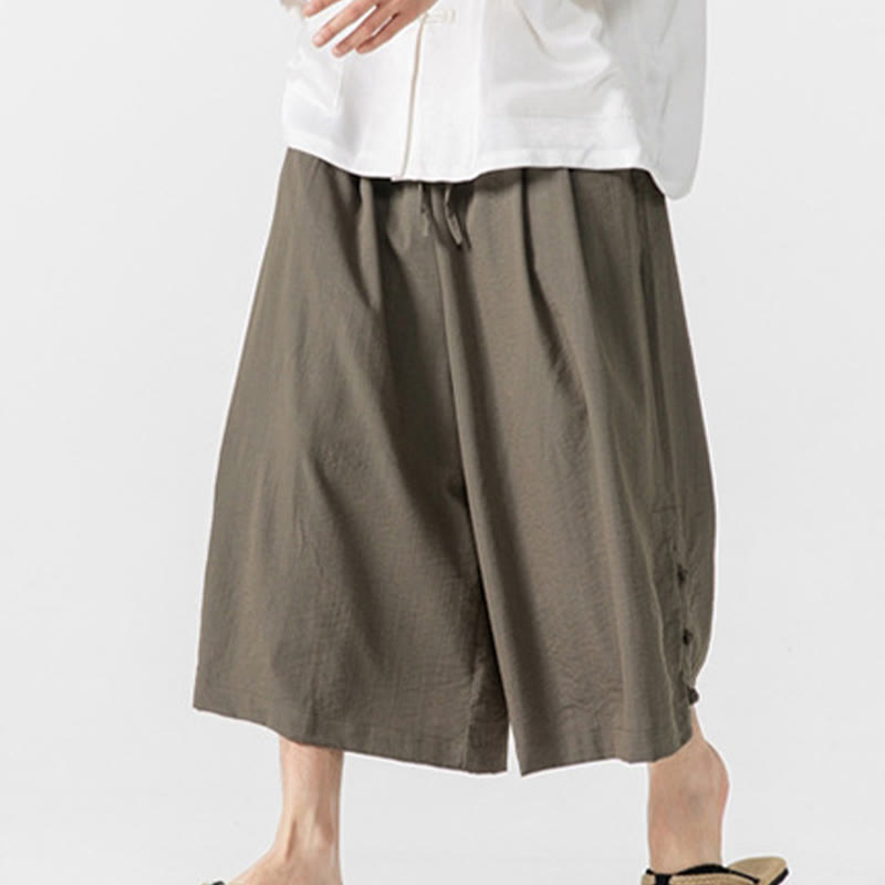 Tactile Cotton Cropped Wide-Leg Meditation Pants