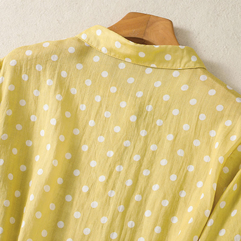 Polka Dot Stand Collar Midi Dress for Mindful Daily Movement