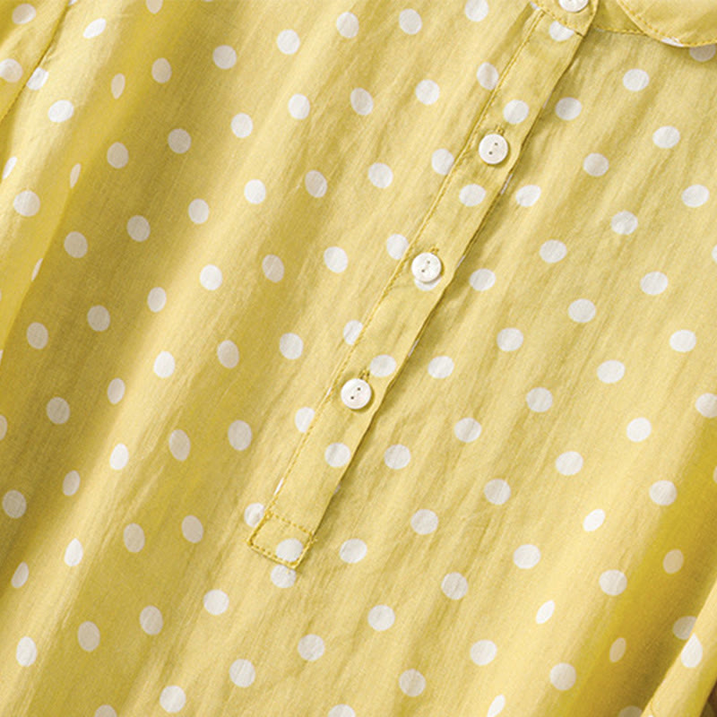 Polka Dot Stand Collar Midi Dress for Mindful Daily Movement