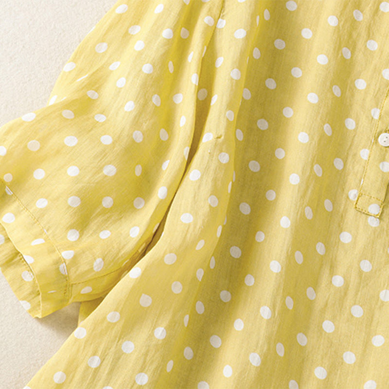 Polka Dot Stand Collar Midi Dress for Mindful Daily Movement