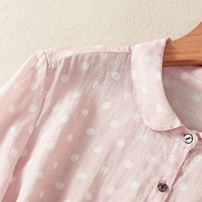 Polka Dot Stand Collar Midi Dress for Mindful Daily Movement