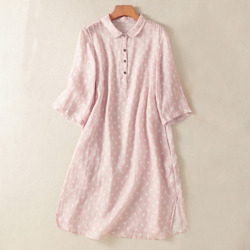 Polka Dot Stand Collar Midi Dress for Mindful Daily Movement