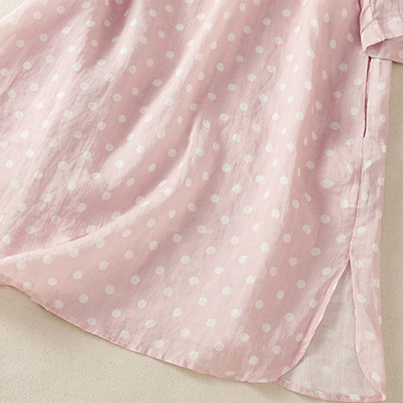 Polka Dot Stand Collar Midi Dress for Mindful Daily Movement