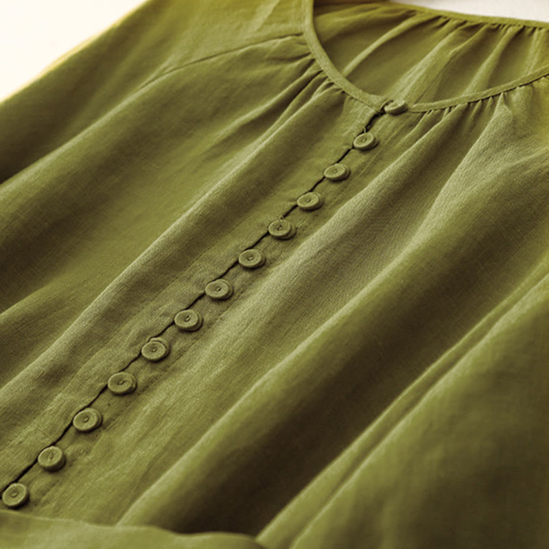 Breathable Cotton Linen Minimalist Meditation Midi Dress