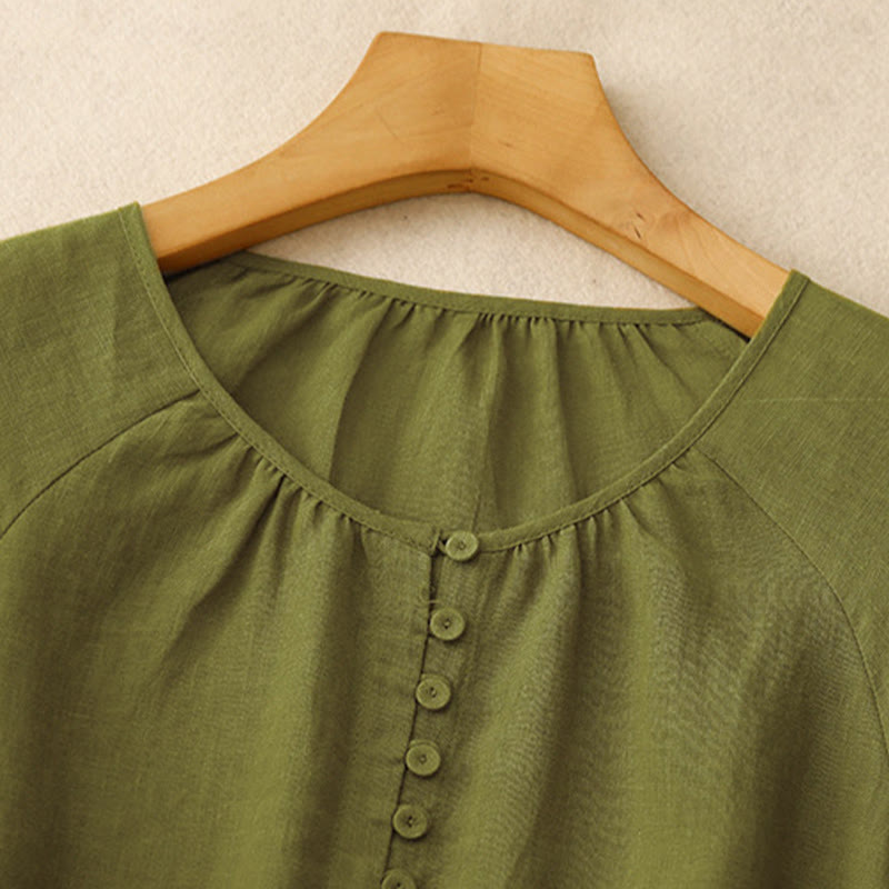 Breathable Cotton Linen Minimalist Meditation Midi Dress
