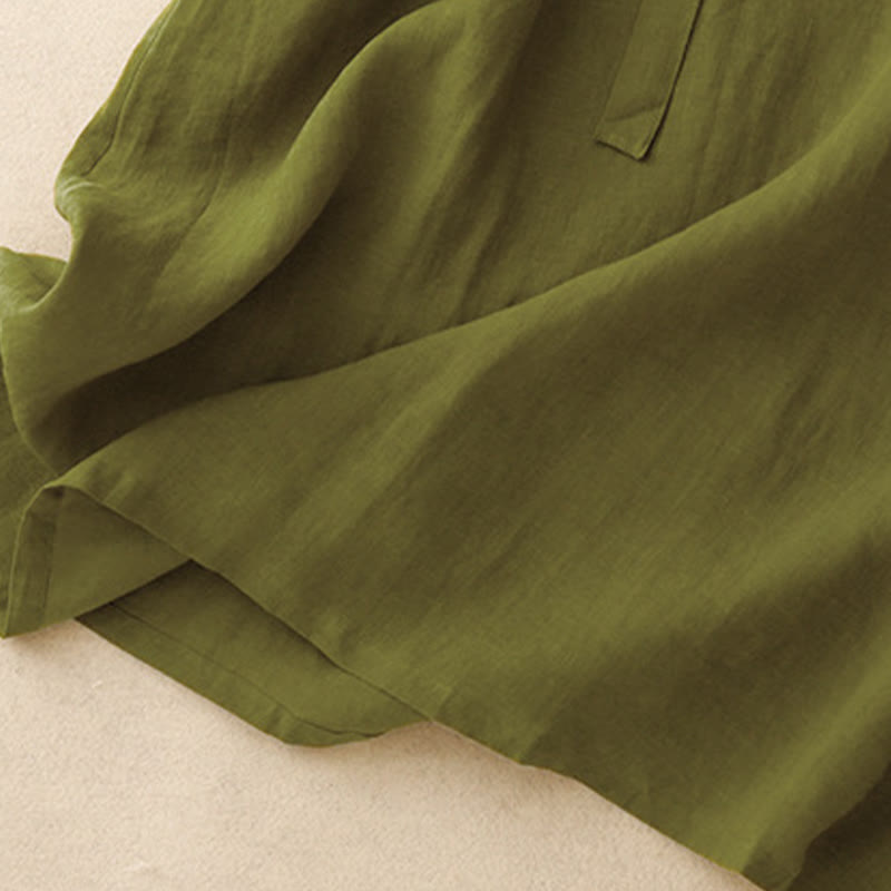 Breathable Cotton Linen Minimalist Meditation Midi Dress