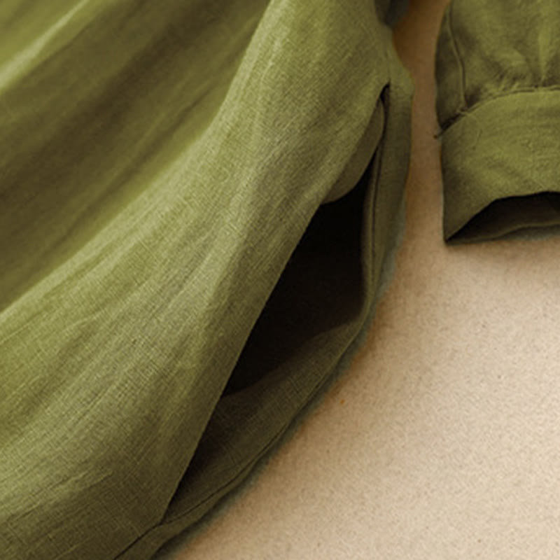 Breathable Cotton Linen Minimalist Meditation Midi Dress
