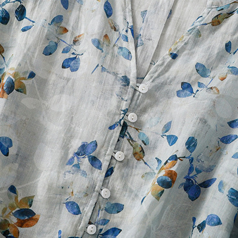 Lightweight Cotton Floral V-Neck Mindful Lounge Shirt