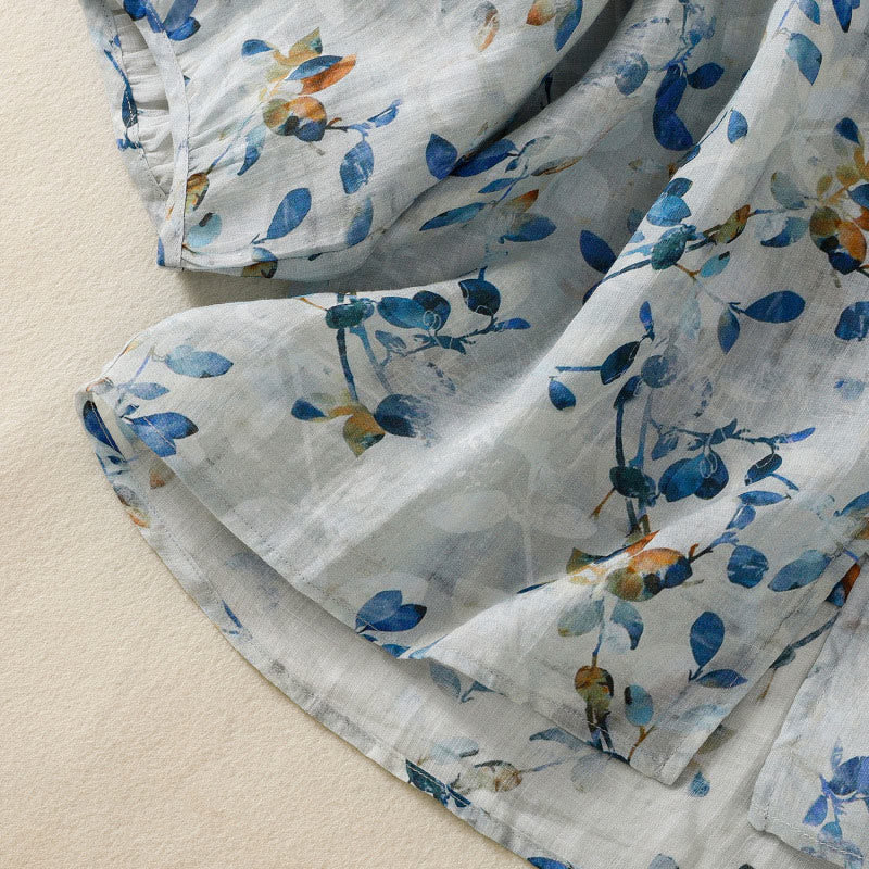 Lightweight Cotton Floral V-Neck Mindful Lounge Shirt