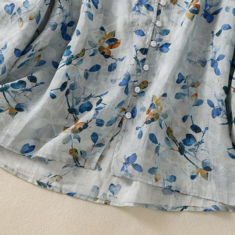 Lightweight Cotton Floral V-Neck Mindful Lounge Shirt
