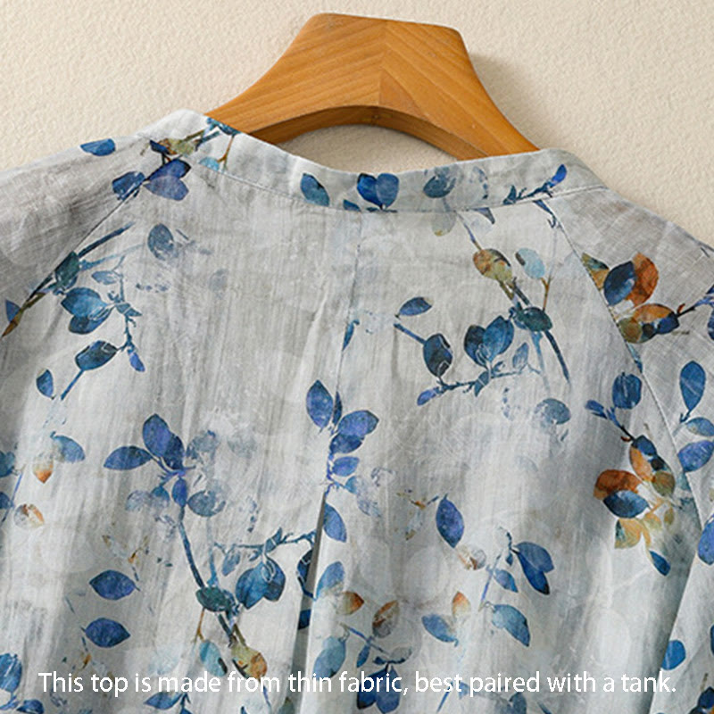 Lightweight Cotton Floral V-Neck Mindful Lounge Shirt