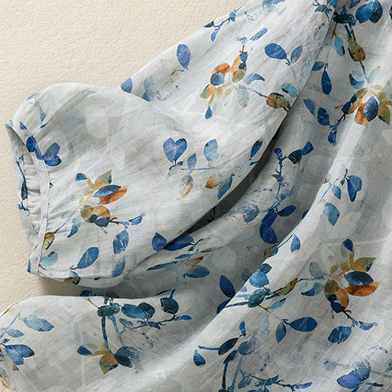 Lightweight Cotton Floral V-Neck Mindful Lounge Shirt