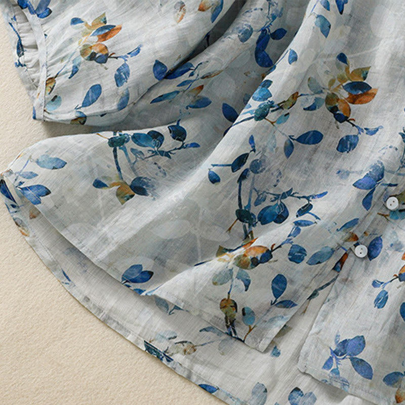 Lightweight Cotton Floral V-Neck Mindful Lounge Shirt