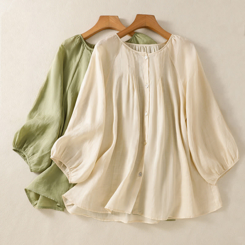Lightweight Cotton Three-Quarter Sleeve Mindful Movement Shirt
