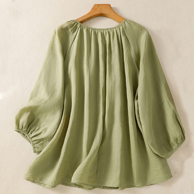 Lightweight Cotton Three-Quarter Sleeve Mindful Movement Shirt