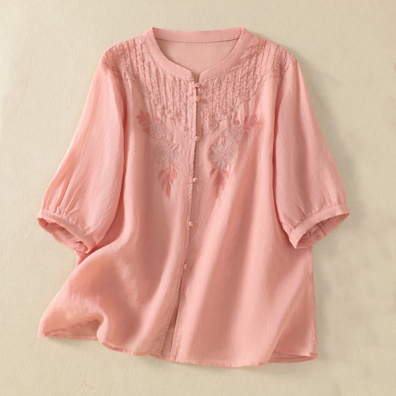 Breathable Cotton Stand Collar Half Sleeve Meditation Shirt