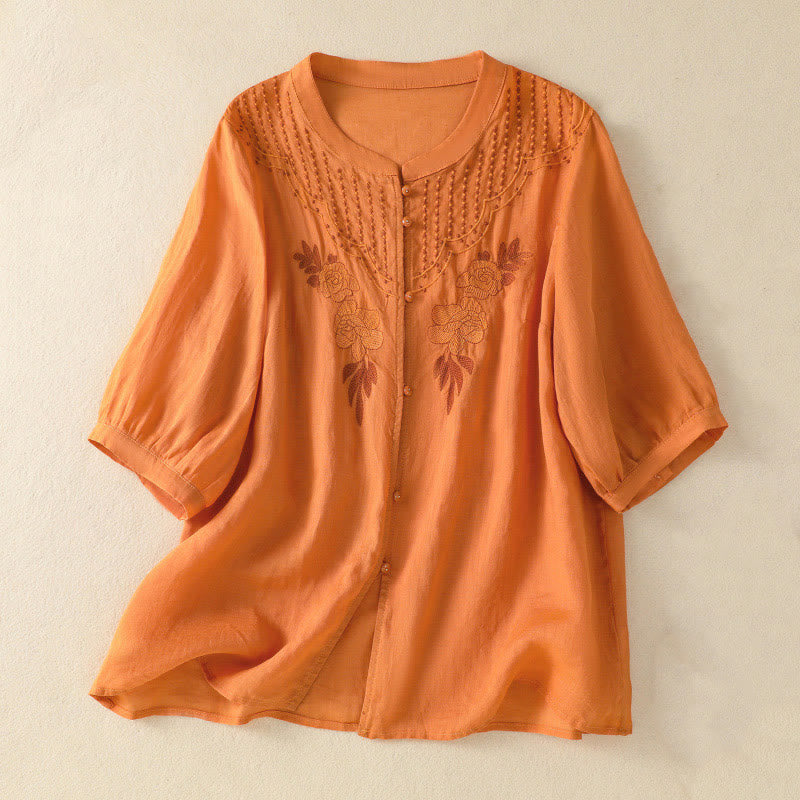 Breathable Cotton Stand Collar Half Sleeve Meditation Shirt