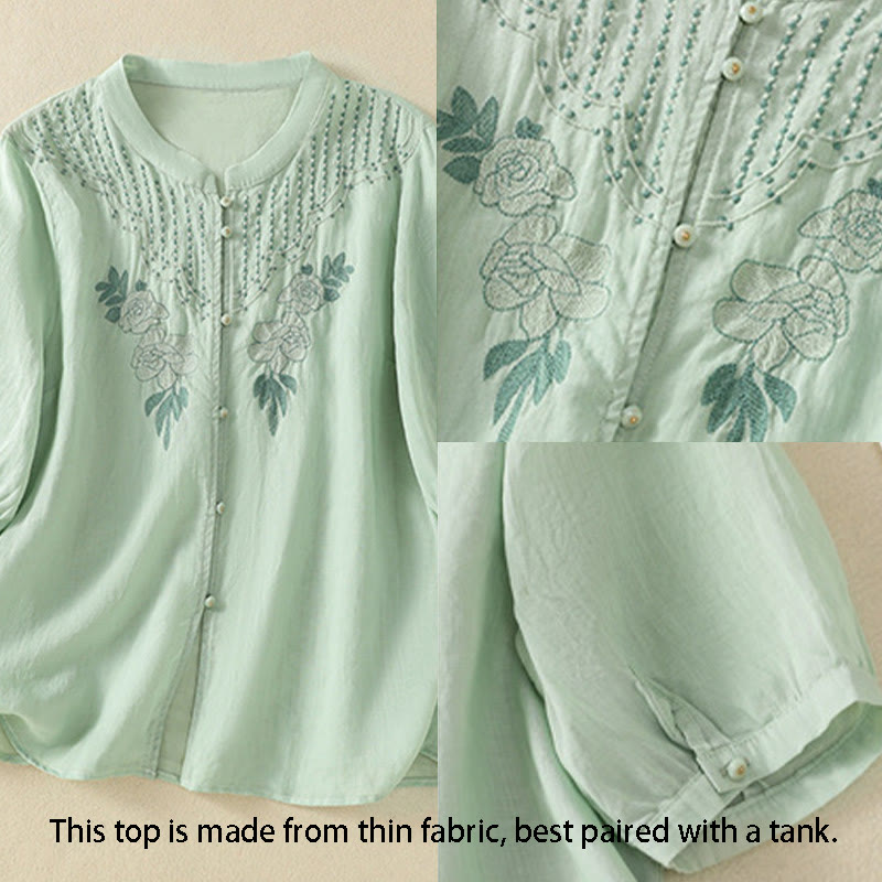 Breathable Cotton Stand Collar Half Sleeve Meditation Shirt