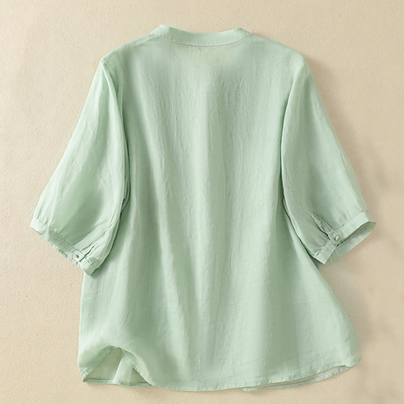 Breathable Cotton Stand Collar Half Sleeve Meditation Shirt