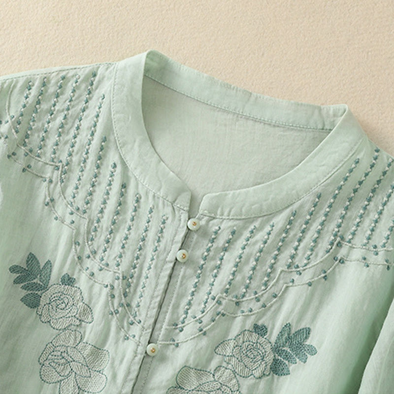 Breathable Cotton Stand Collar Half Sleeve Meditation Shirt
