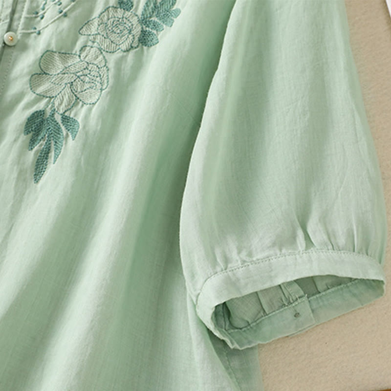 Breathable Cotton Stand Collar Half Sleeve Meditation Shirt