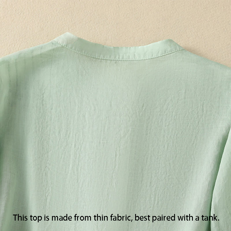 Breathable Cotton Stand Collar Half Sleeve Meditation Shirt