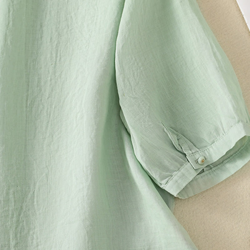 Breathable Cotton Stand Collar Half Sleeve Meditation Shirt