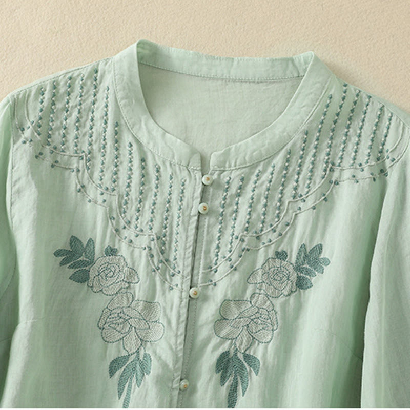 Breathable Cotton Stand Collar Half Sleeve Meditation Shirt