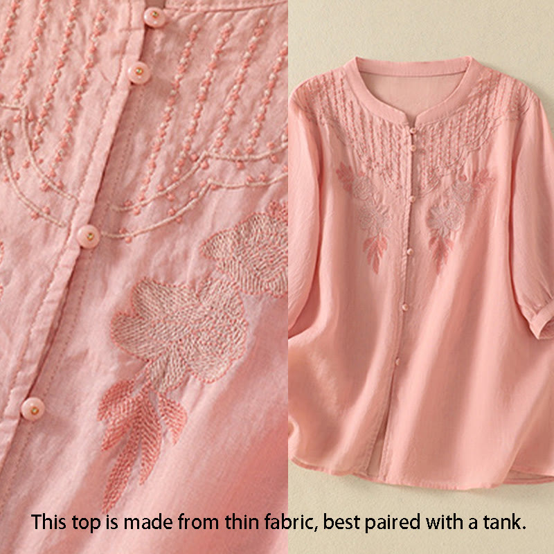 Breathable Cotton Stand Collar Half Sleeve Meditation Shirt