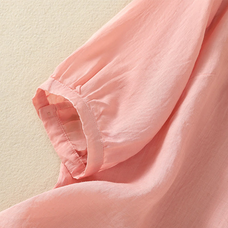 Breathable Cotton Stand Collar Half Sleeve Meditation Shirt