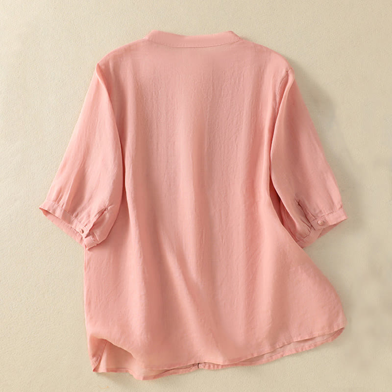 Breathable Cotton Stand Collar Half Sleeve Meditation Shirt