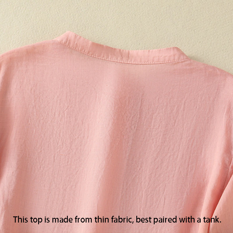 Breathable Cotton Stand Collar Half Sleeve Meditation Shirt