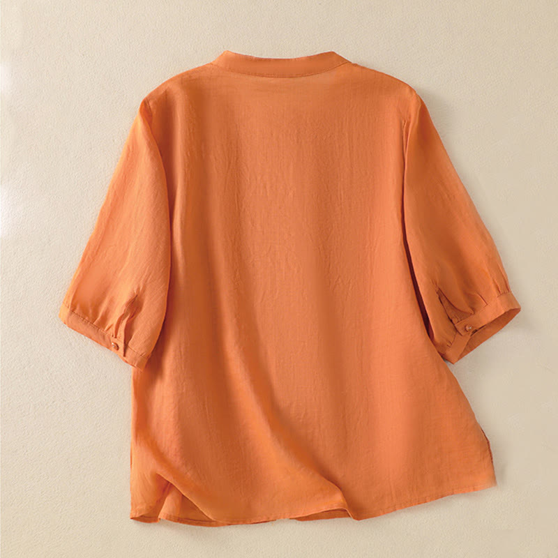 Breathable Cotton Stand Collar Half Sleeve Meditation Shirt