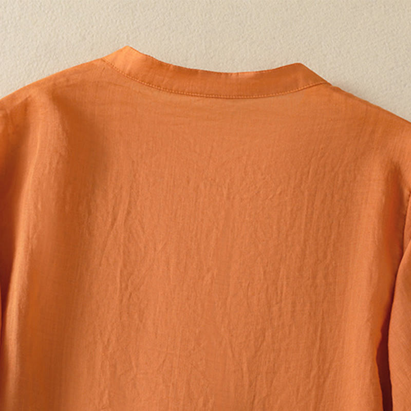 Breathable Cotton Stand Collar Half Sleeve Meditation Shirt