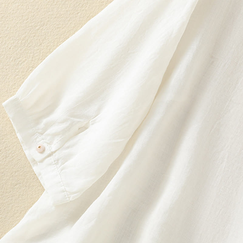 Breathable Cotton Stand Collar Half Sleeve Meditation Shirt