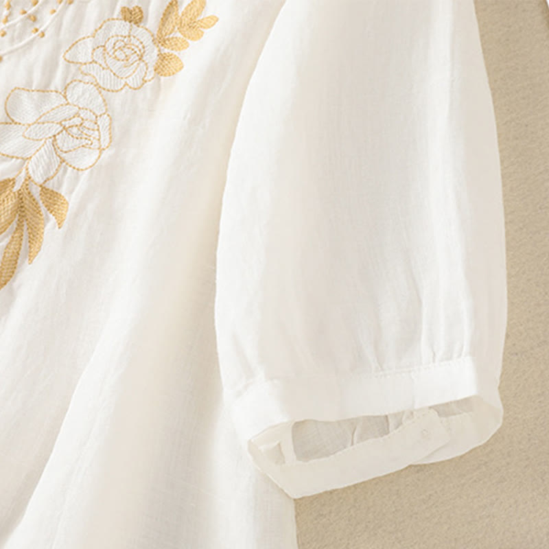 Breathable Cotton Stand Collar Half Sleeve Meditation Shirt