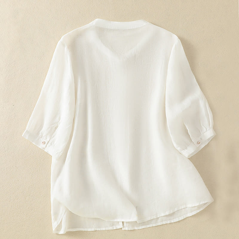 Breathable Cotton Stand Collar Half Sleeve Meditation Shirt