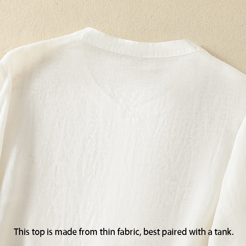 Breathable Cotton Stand Collar Half Sleeve Meditation Shirt