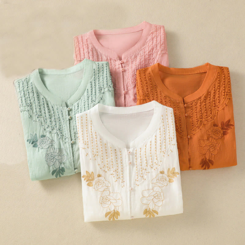 Breathable Cotton Stand Collar Half Sleeve Meditation Shirt