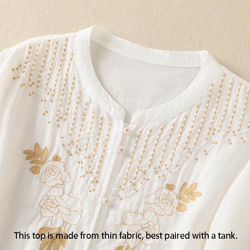 Breathable Cotton Stand Collar Half Sleeve Meditation Shirt
