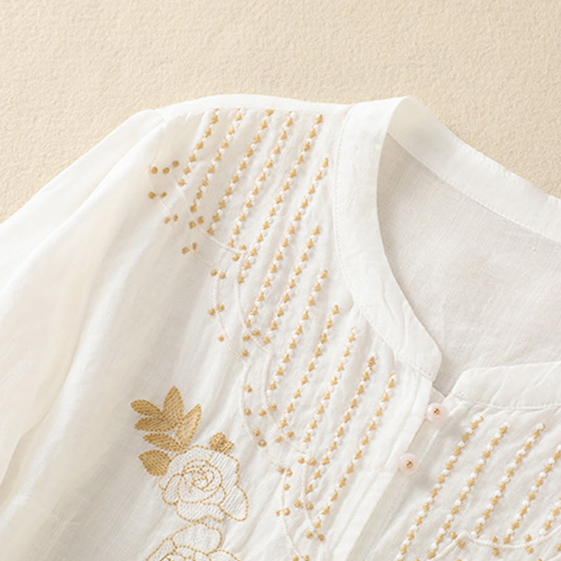 Breathable Cotton Stand Collar Half Sleeve Meditation Shirt